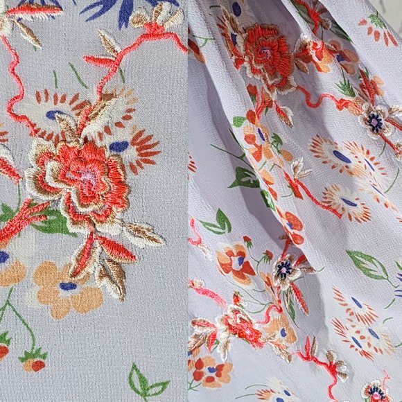 ASOS Lavender Floral Embroidered Cutout Back Dress - Picture 2 of 5